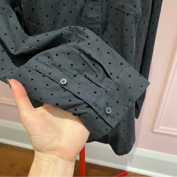 Banana Republic Oversized Shirt, Velvet Dots/Black, Untucked Fit, Unisex Style L - Picture 3 of 12